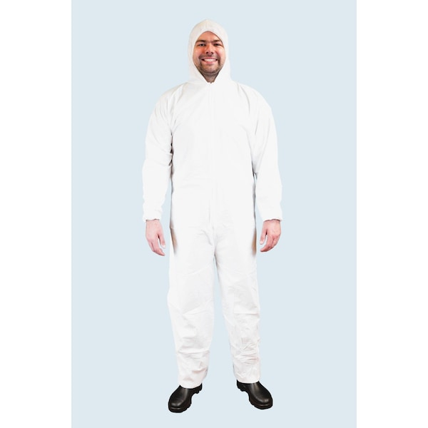 Action Jps Microporous Coverall, Zipper Front, Size M, Elastic Wrists and Ankles, White, 25PK MP402-M - main