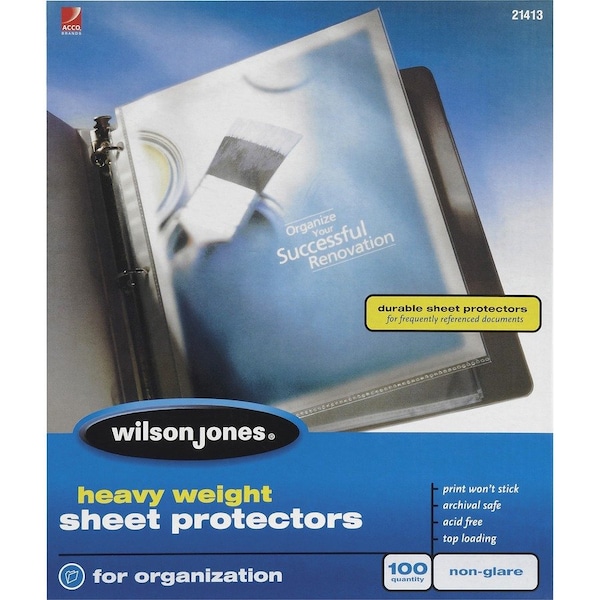 Wilson Jones Sheet Protector, No Glare, PK100 W21413 - main