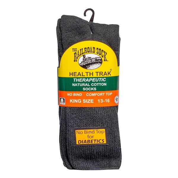 Railroad Sock Mens Therapeutic Crew Socks, 95% Cotton, 3% Nylon, 2% Elastic, Black, 12-15 M, 2 PK 991K BK - main