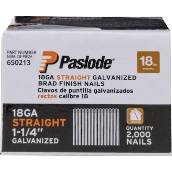 Paslode 1-1/4'' 18-Gauge Galvanized Straight Brad Nails, 2000 Ct. 650213 - main