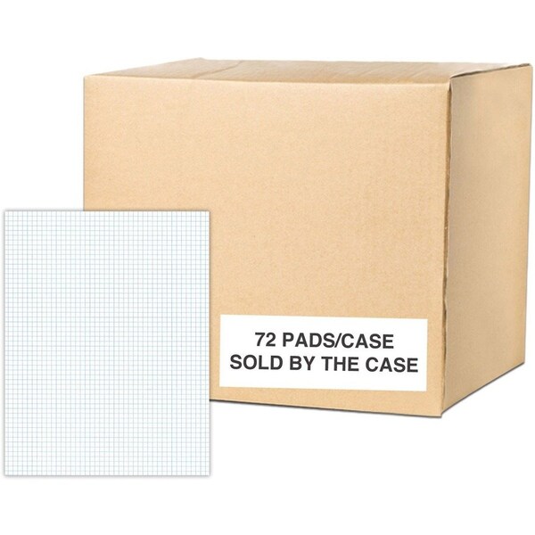 Roaring Spring Case of Gummed Pads, 8.5"x11", 50 sheets of White Paper/Pad, glued, 5x5 graph Ruled, 3-Hole Punched, PK72 95161cs - main