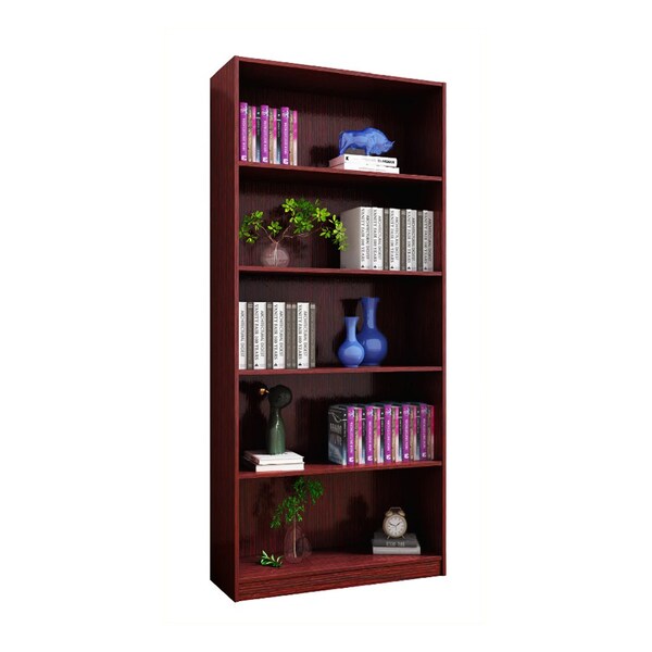 Homeroots 71" Mahogany Wood Five Tier Bookcase 630400 - main