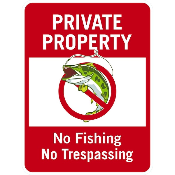 Lyle Private Property No Tresspassing No Fishing, 18x24, High Intensity Prismatic, White G-10448-HI_18x24 - main