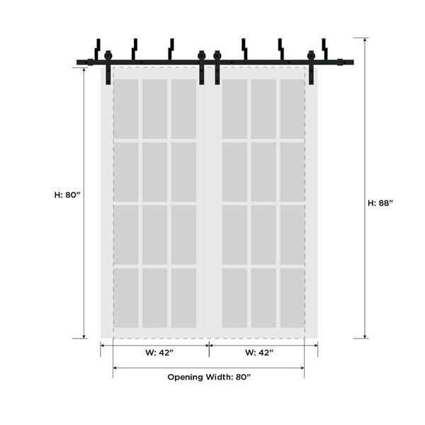 Sartodoors Barn Bypass Interior Door, 84" x 80", White QUADRO4115BBB-WS-84 - main