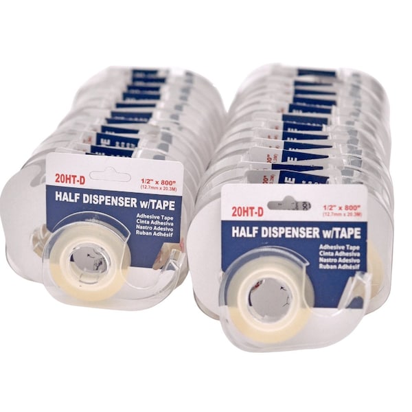Wod Tape OST20D Office Clear Stationery Tape on Half Dispenser: 1/2 in. x 800 in., 144PK WOD OST20D-00500-144-800-CLE - main
