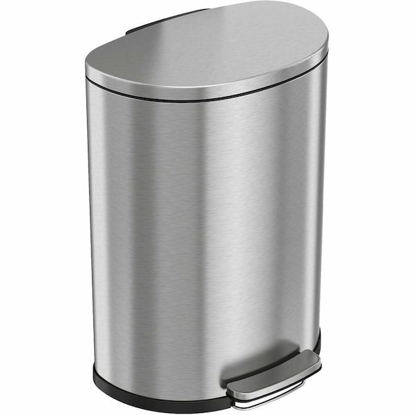 Hls Commercial 13 Gallon / 50 Liter Semi-Round Step Trash Can, Stainless Steel HLSS13D - main