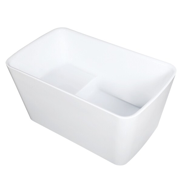 Kingston Brass 55" Acrylic Rectangular Double Ended Freestanding Tub with Drain and Integrated Seat, Glossy White VTSQ553226S - main