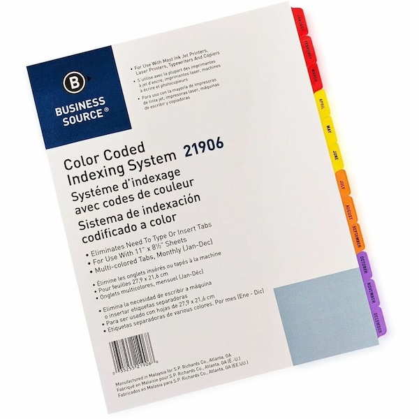 Business Source Index Tabs, Polyethylene, Multicolor, PK12 BSN21906 - main