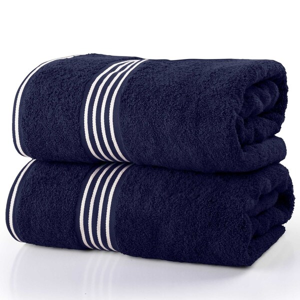 Lavish Home Bath Towels 2PC 100% Cotton Towel Set Extra Large Quick Drying Bath Towels Absorbent Bath Sheets 67-0022-NBS - main