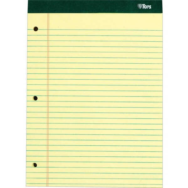 Tops Business Forms TOPS, DOUBLE DOCKET RULED PADS, WIDE/LEGAL RULE, 8.5 X 11.75, CANARY, 6PK 63387 - main