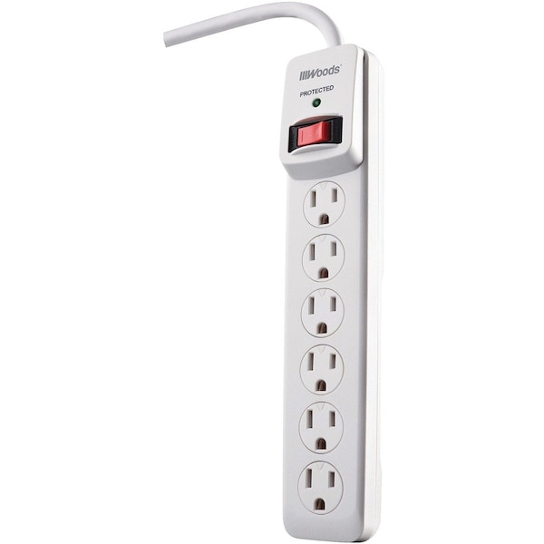 Southwire Surge Protector, White, 4 in, 6 Outlets 41492 - main