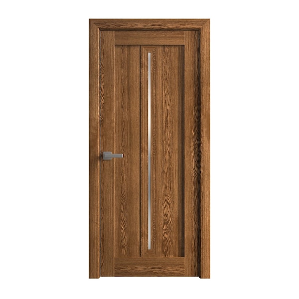 Sartodoors Interior Solid French Door 30 x 96 inches, Ego 5014 Cognac Oak Veneer, Single Regular Panel Frame EGO5014ID-DKO-3096 - main