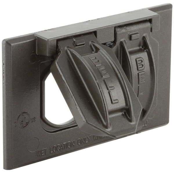 Hubbell Cover, 2-13/16 in L, 4-9/16 in W, Metal, Bronze, Powder-Coated 5180-7 - main