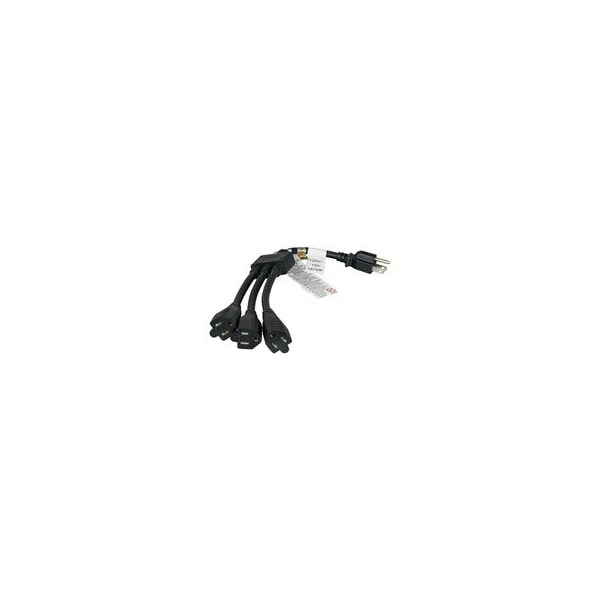 Cable Wholesale Power Cord Splitter, 3-way Grounded, 5-15R, 5-15P, 1.5 ft., Black 10W2-02101.5W - main