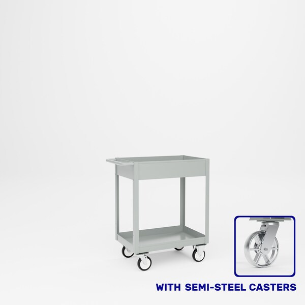 Pucel Welded Box Service Cart, 18 in W x 28 in D x 37 in H, Semi-Steel Casters, 6 in Deep Box, Gray TSC-1828-6S - main