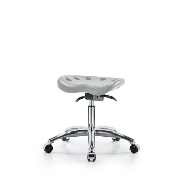 Blue Ridge Ergonomics Polyurethane Tractor Sit-Stand Stool Chrome - Desk Height with Chrome Casters in Gray Polyurethane PTDHSO-CR-CC-GRY - main