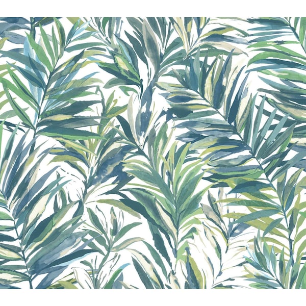 York Wallcoverings Swaying Palms Green and Blue Wallpaper GN2544 - main