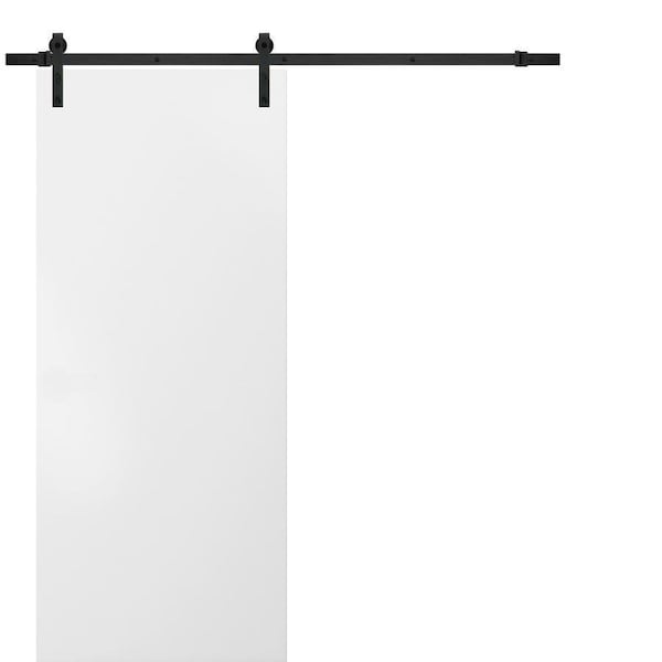 Sartodoors Sturdy Barn Door with Hardware, Planum 0010 White Silk, 6.6FT Rail Hangers Heavy Set, Modern Solid PLANUM0010BD-B-WS-3284 - main