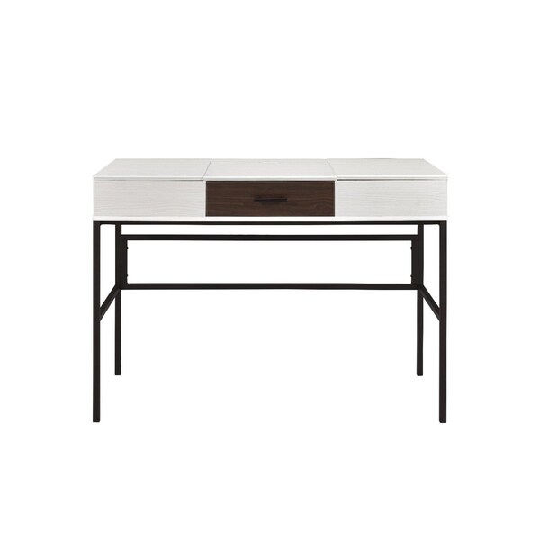 Homeroots 42" White and Black Writing Desk 491478 - main