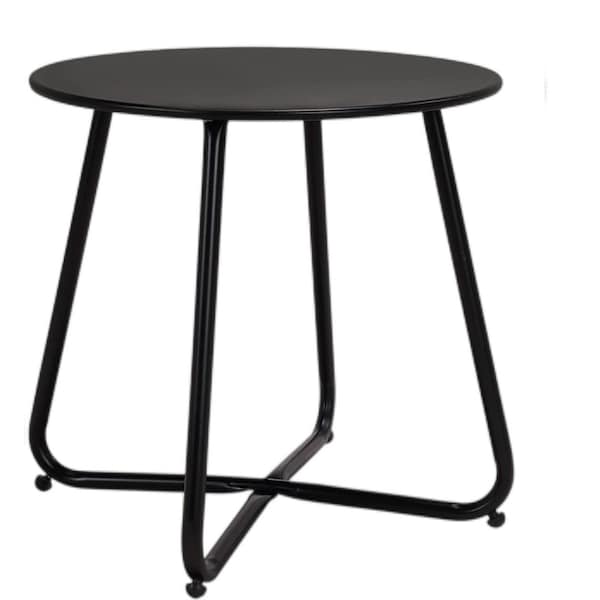 Wrightmaster 17.75 in. Black Patio Steel Patio Side Table, Weather-Resistant Outdoor Round End Table ZR-20.021.001 - main