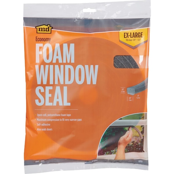 M-D Building Products Building Products 3/4 W x 1/2 H x 17 L Gray Economy Foam Window Seal for Ex-Large Gaps 2113 - main