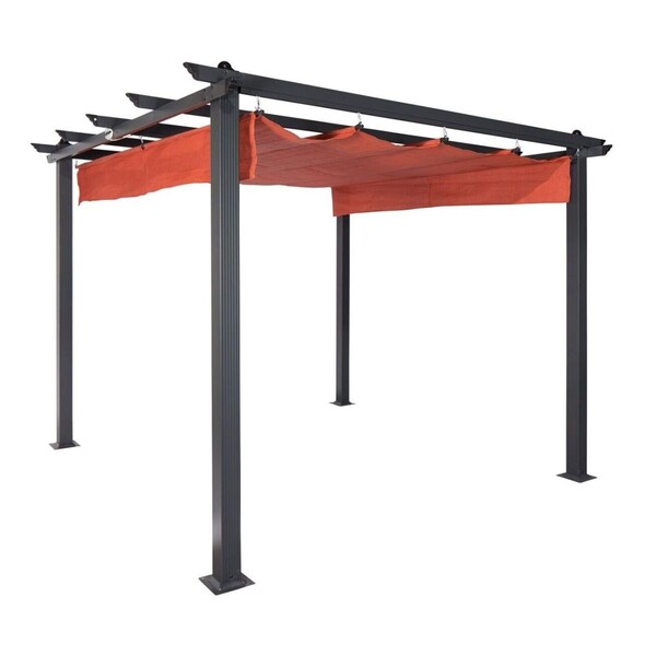 Gan Eden 9 ft. 8 in. x 9 ft. 8 in. Aurora Aluminum Pergola with Canopy Shades, Terracotta GA1787745 - main