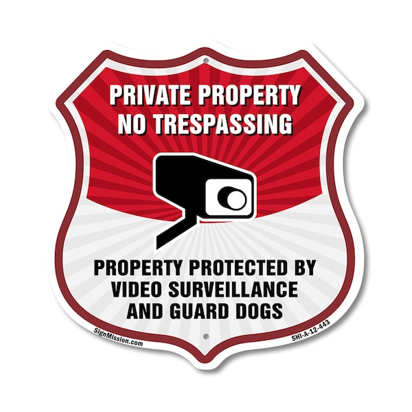 Signmission Private Property Shield Sign No Trespass, 12 Inch X 12 Inch, Aluminum Metal Sign SHI-A-12-443 - main