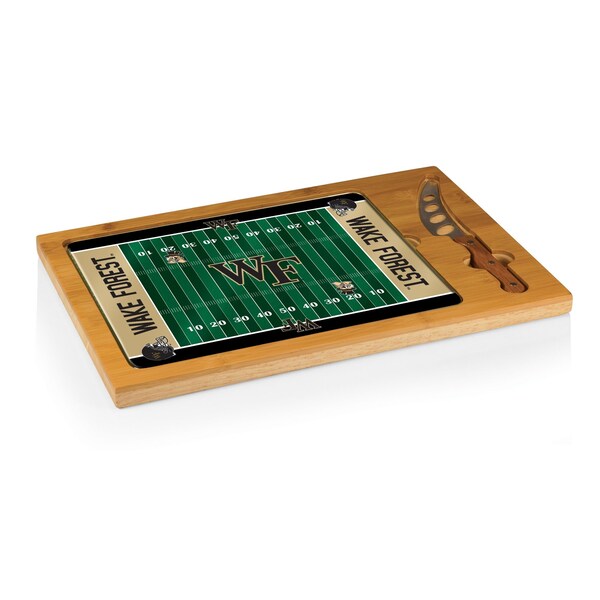 Picnic Time Family Of Brands NCAA Wake Forest Demon Deacons Icon Glass Top Cutting Board & Knife Set 910-00-505-614-0 - main