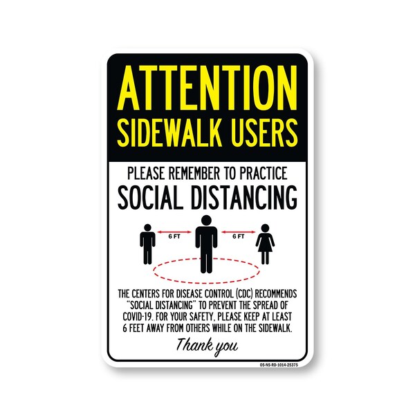 Signmission PSA Sidewalk Users Practice Social Distancing 14in X 10in Peel And Stick Wall Graphic, RD-1014-25375 OS-NS-RD-1014-25375 - main