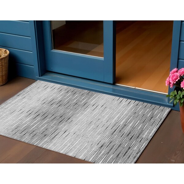 Homeroots 3' X 5' Gray And Charcoal Abstract Washable Indoor Outdoor Area Rug 587410 - main