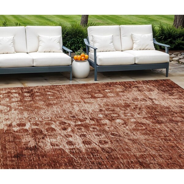 Homeroots 8' X 10' Orange Ikat Washable Indoor Outdoor Area Rug 576998 - main