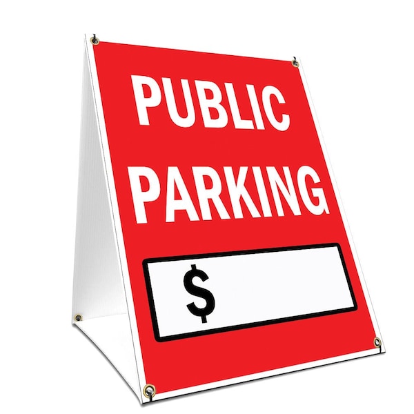 Signmission Public Parking With Price, 24 Inch x 18 Inch A-frame Yard Sign, Plastic Sign SBC-1824-Public Parking With Price - main