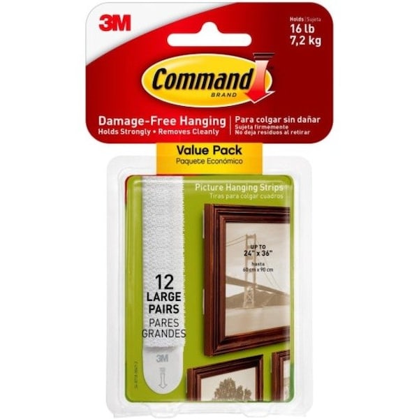 3M Command White Large Picture Hanging Strips 16 lb 12 pk 17206-12ES - main