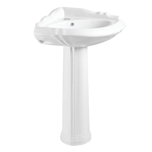 Kingston Brass 27" Ceramic Corner Pedestal Sink, Single Hole, Glossy White VPB2710 - main