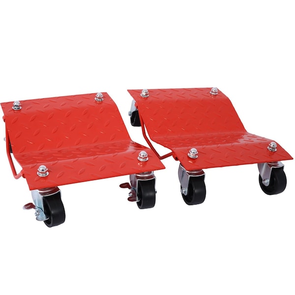Wrightmaster Car Dolly, Heavy Duty Wheel Dolly, 4 Tire Wheel Dolly Car Stakes 6000lbs Capacity, Red ZR-W46591449 - main