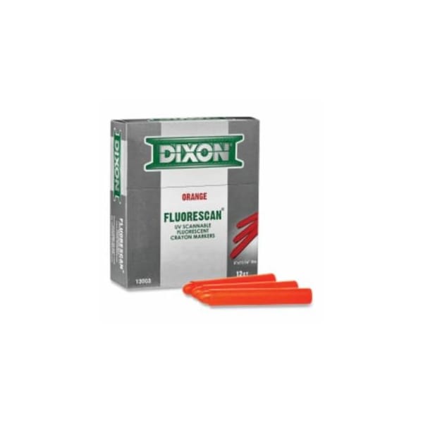 Dixon Ticonderoga Fluorescent Crayon, 5 in dia, 11/16 in L, Fluorescent Orange, 12PK 464-13003 - main