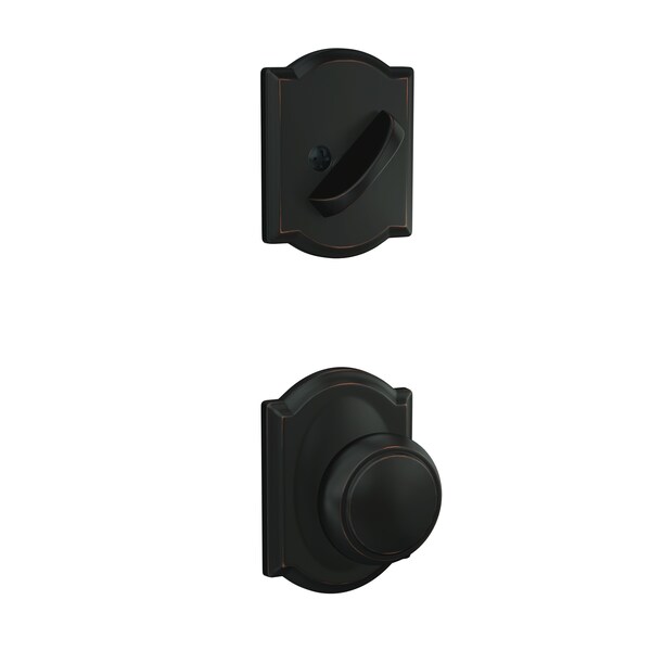 Schlage Residential Schlage Custom Custom Andover Knob with Camelot Rose Dummy Interior Trim Aged Bronze Finish FC94AND716CAM - main