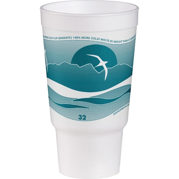 Dart Horizon Hot/Cold Foam Drinking Cups, 32oz, Teal/White, PK400 32AJ20H - main