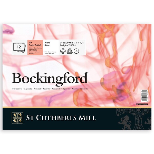 St Cuthberts Bockingford Watercolor Pad, Hot Pressed, White, Glue Binding, 140lb/300gsm, 12 Sheet, 10x14 inch T45330001011D - main