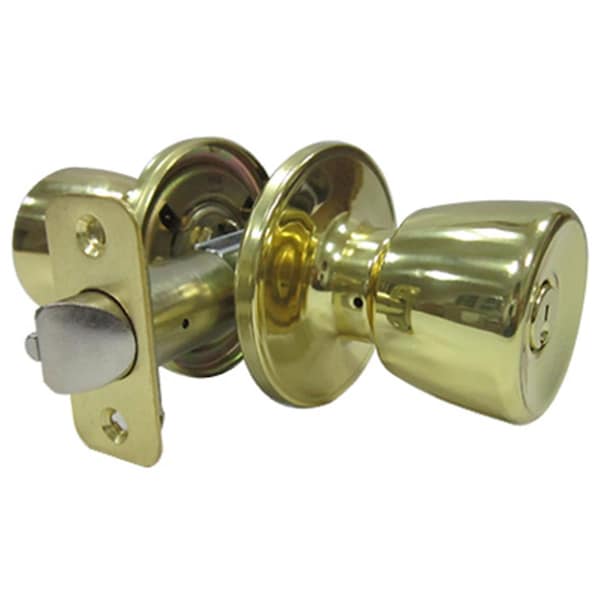 Taiwan Fu Hsing Industrial TruGuard Tulip Style Knob Entry Lockset, Polished Brass 221808 - main