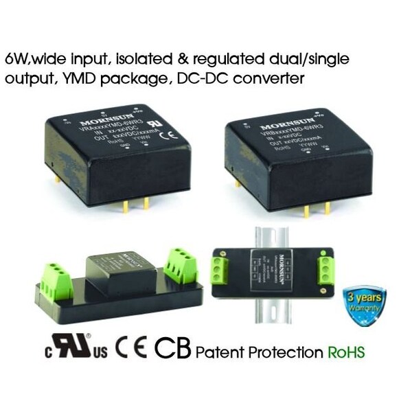 Mornsun 6W isolated DC/DC converter in YMD package Wide input voltage and regulated VRB4812YMD-6WR3 - main