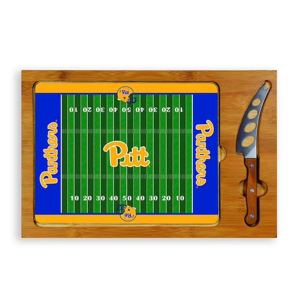 Picnic Time Family Of Brands NCAA Pittsburgh Panthers Football Field Icon Glass Top Cutting Board & Knife Set 910-00-505-504-0 - main
