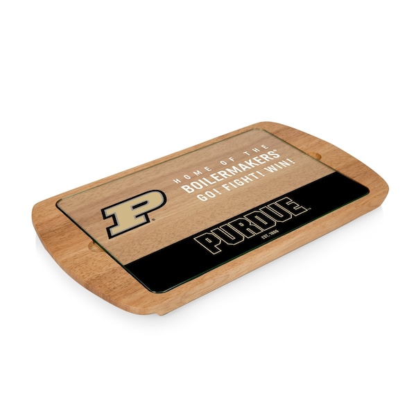 Picnic Time Family Of Brands NCAA Purdue Boilermakers Billboard Glass Top Cheese Board - Charcuterie Boards, Parawood 911-01-505-514-0 - main