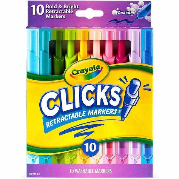 Crayola Clicks Retractable Markers, Bold & Bright, 10PK 588373 - main