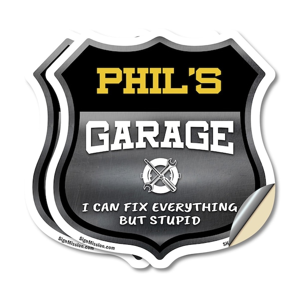 Signmission Phil's Garage I Can Fix Everything But Stupid, 18 inch X 18 inch, Vinyl Decal, 2PK SHI-D-2PACK-18-490-PHIL - main