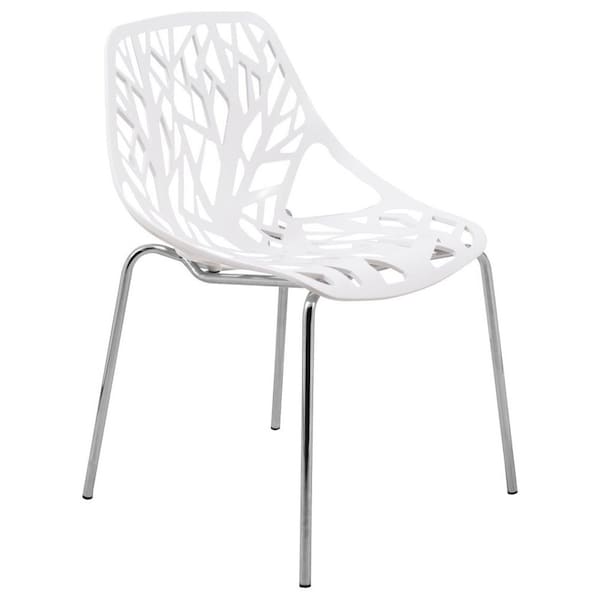 Leisuremod Modern Asbury Dining Chair with Chromed Legs, White AC16W - main