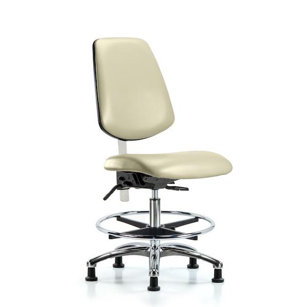 Blue Ridge Ergonomics Clean Room Chair Vin Med Ben Chair, Med, Bk, Wht, CL100, No Arms, 22" to 29" Height, Vinyl, Adobe White BR-NCR-VMBCH-MB-CR-T1-A0-CF-RG-8501 - main