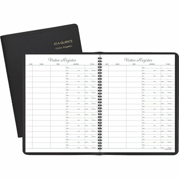 At-A-Glance Visitor Registration Book, 8-7/8" x 11-7/16", Black Cover, 60 Sheets/Pad 8058005 - main