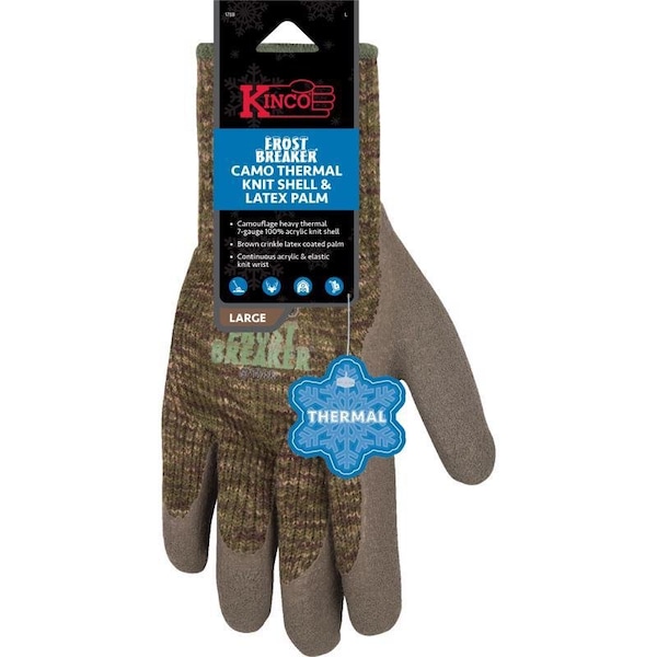 Kinco Frost Breaker Men's Indoor/Outdoor Thermal Dipped Gloves Camouflage M 1 pair 1788-M - main