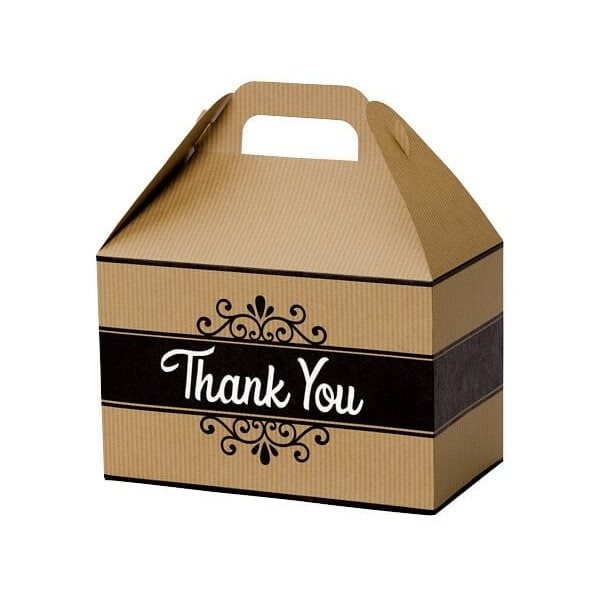 Nashville Wraps Thank You Kraft Stripes Gable Box, 8.5x4.75x5.5, 6PK TYKGB - main